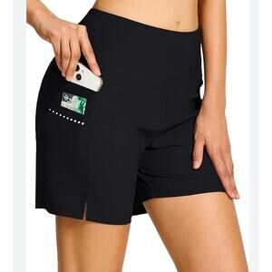 BVVU Women's Size XL UPF 50 Activewear Shorts Black Athletic Stretch NWT
